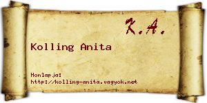 Kolling Anita névjegykártya